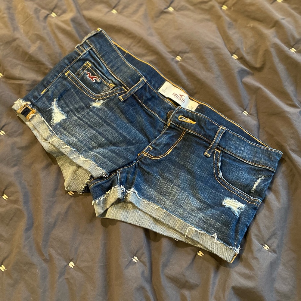 Hollister Blue Jean Shorts Distressed Cut-Off Style